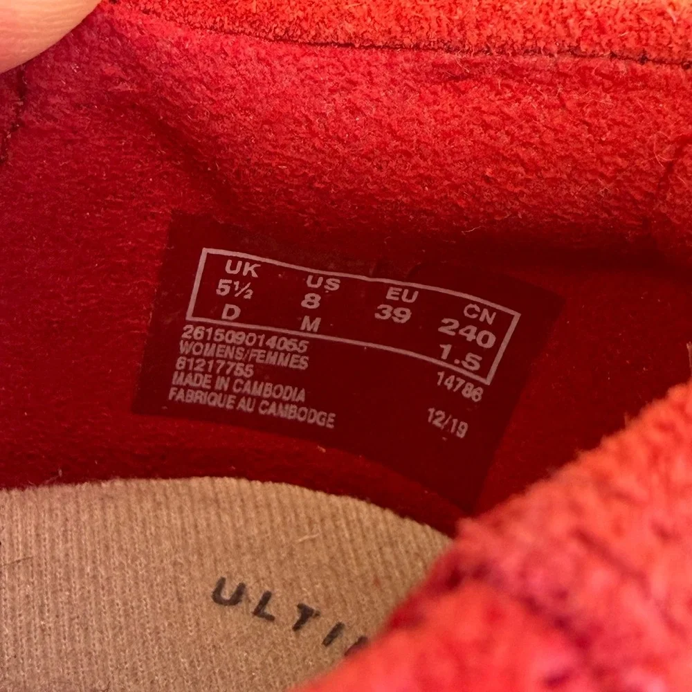 Clarks‎ Danelly Sky Rouge Red Suede Perforated Espadrille Slip On Loafers 8M NEW